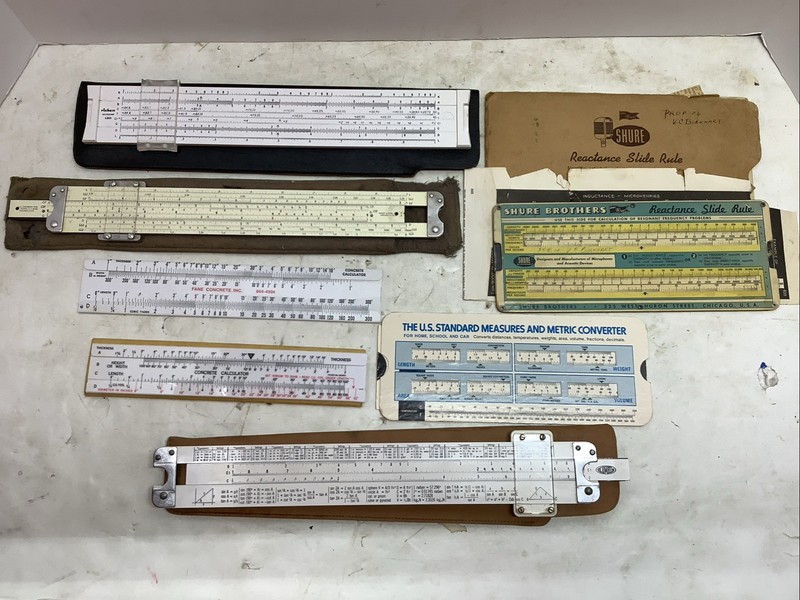 Vintage Slide Rule Lot - Pickett, Concrete, Converter, Shire Brothers -Mixed Lot