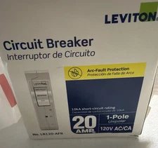 5- Leviton LB120-AFR 20 Amp 120v Thermal Magnetic Branch Circuit Breaker White