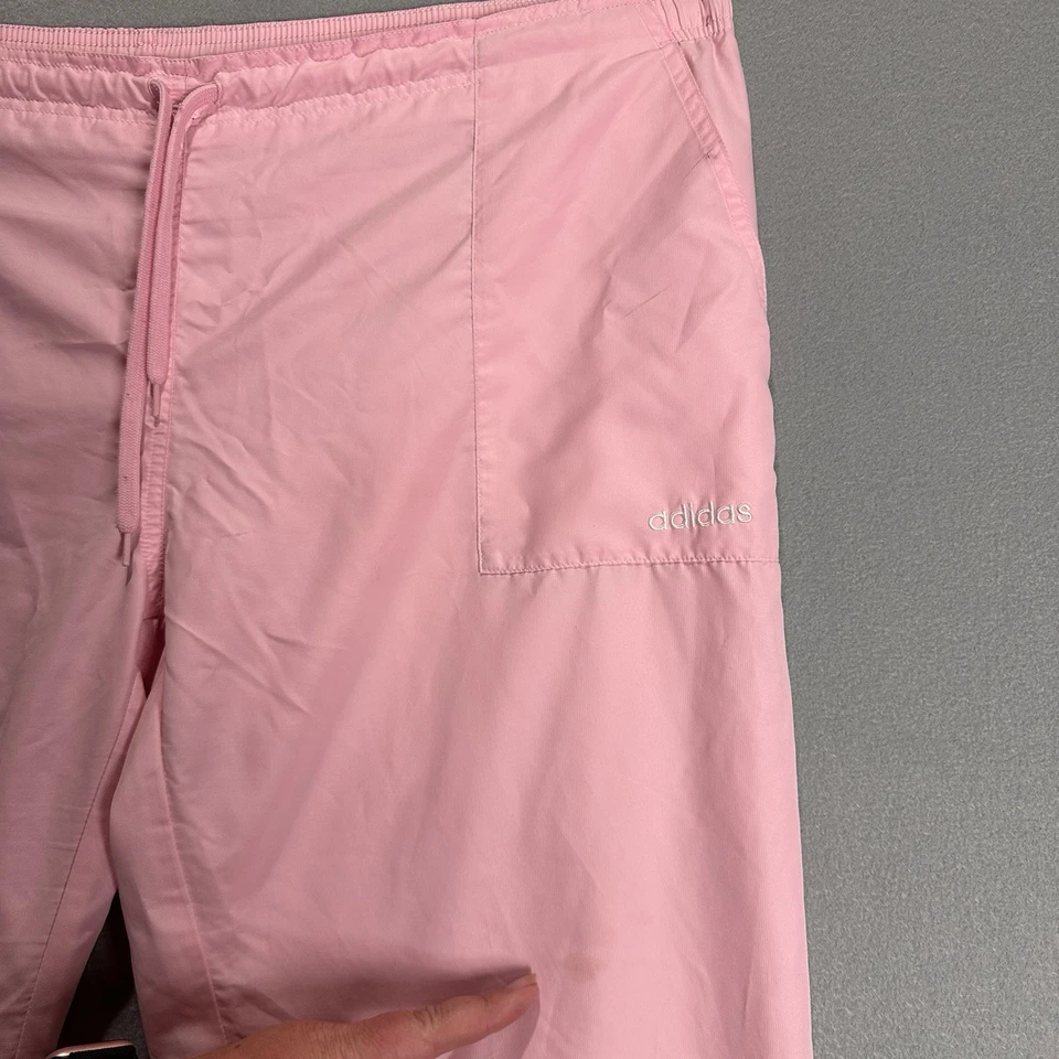 VTG Adidas Track Pants Womens Size XL Pink White Stripes Lined Drawstring Y2K - Image 4 of 4