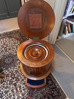 Victorian cylindrical barrel mahogany step commode