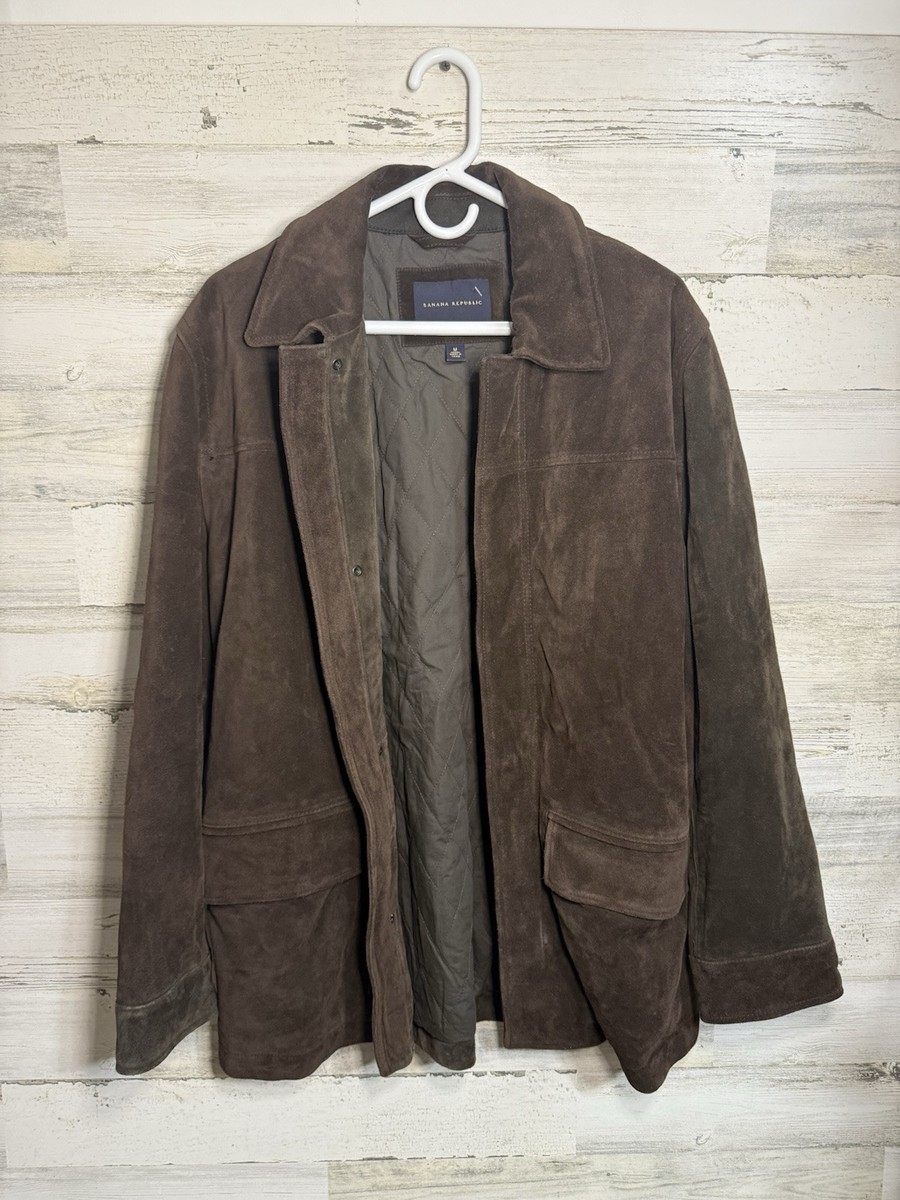 ジャケット・アウター 00s BANANA REPUBLIC wool blouson BLK M Banana Republic Suede Jacket Mens Medium Brown Leather Moto