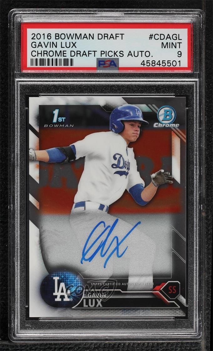 2016 Bowman Draft Chrome Draft Pick Auto Gavin Lux #CDA-GL PSA 9 MINT Auto 0l8