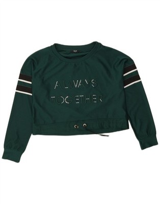 Liu Jo Womens Oversized Graphic Sweatshirt Jumper UK 10 Small Green AG09