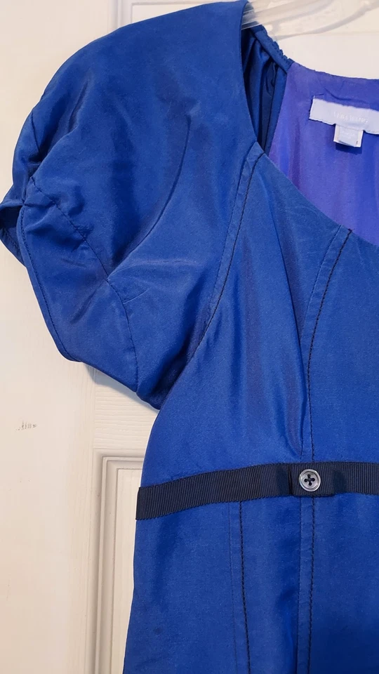 Vestido bolha Vera Wang azul seda manga folhada princesa fada 0 34 etiqueta lavanda - Imagem 2 de 4