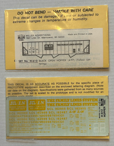 HERALD KING HO DECAL-FAMILY LINES SYSTEM OPEN HOPPER-BLACK w/YELLOW LET #H-612