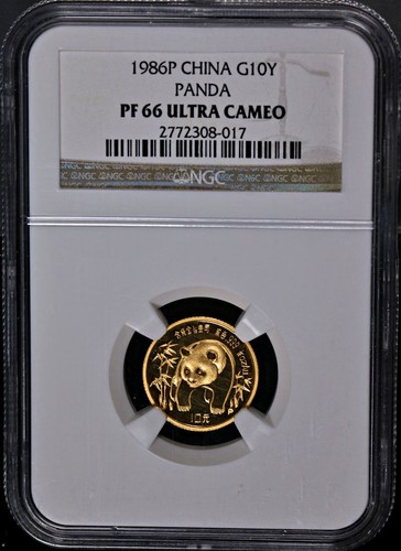 1986-P China Gold 10 Yuan Panda NGC PF66 Ultra Cameo - Picture 3 of 4
