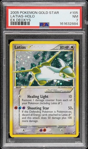 2005 POKEMON EX DEOXYS #105 GOLD STAR LATIAS-HOLO PSA 7 (New Cert w/2xSwirls)