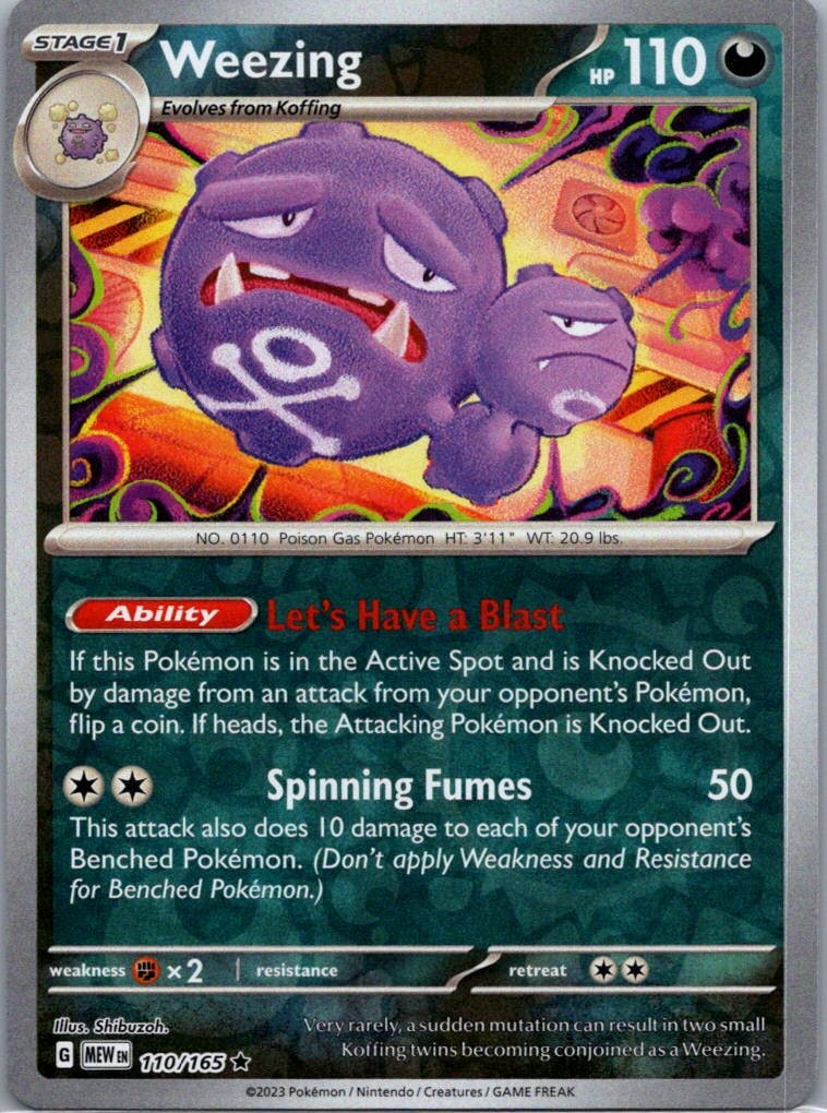 Pokemon TCG Weezing 110/165 151 Rev Holo NM