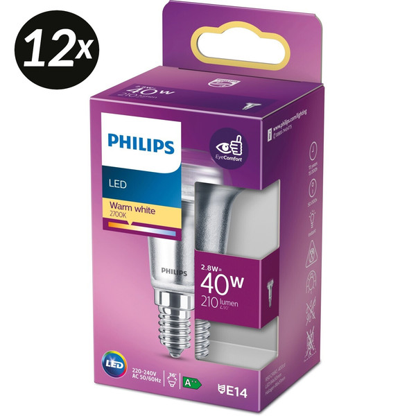 12X Philips LED Reflektor R50 E14 2,8W 210Lm 2700K Warmweiß 36° 40W Ersatz NEU-image