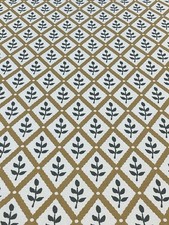 Vanessa Arbuthnott Fabric Lattice Leaf Ochre & Lichen 138cm wide x 113cm long