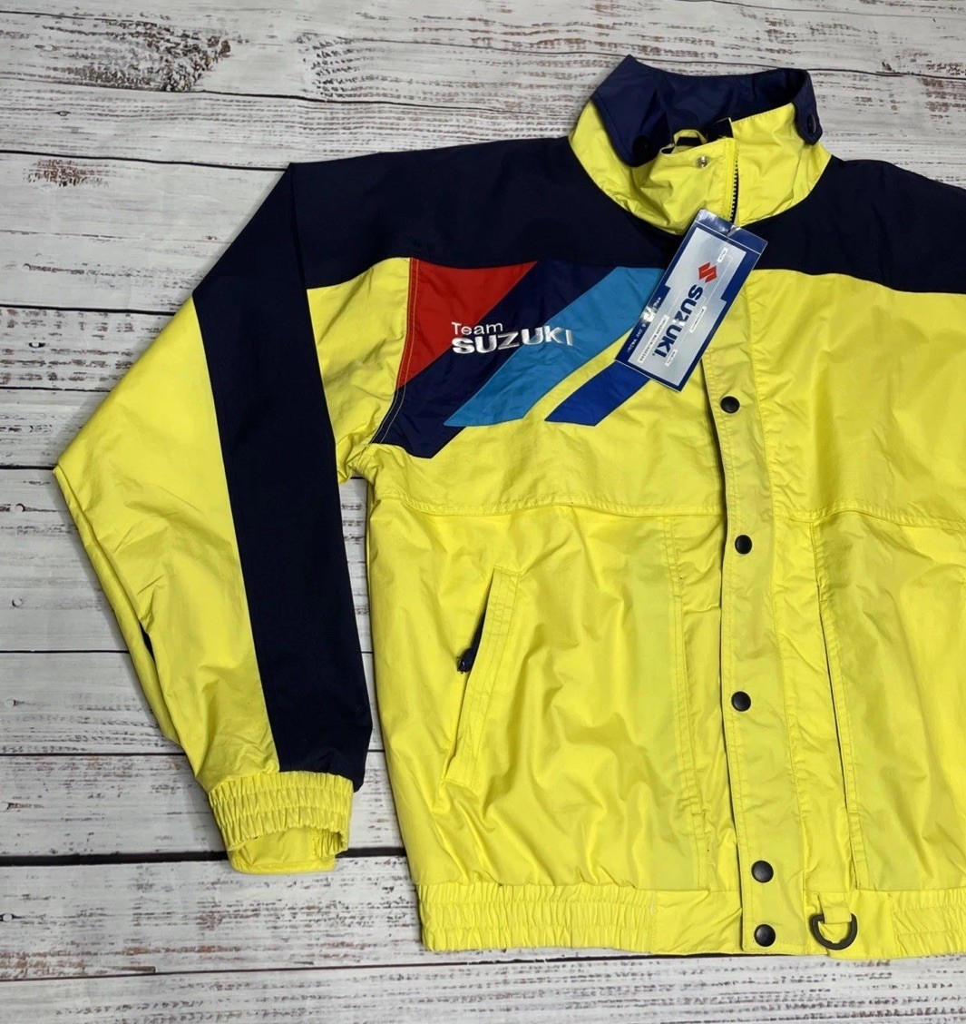 NWT 🟡 Vintage Team Suzuki Jacket Mens L LARGE Yellow 90s