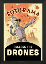 Futurama Drones Framed Wall Art Poster Canvas Print Picture
