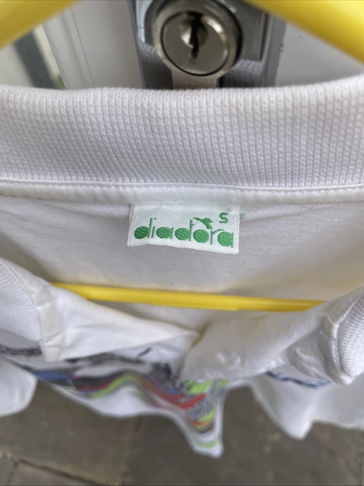 Camiseta Polo Tenis Vintage Diadora Años 90 Algodón Blanco Talla Para Hombre S Rara EE. UU. Usada Foto 2 de 4