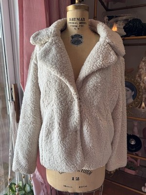 CASLON Sherpa Jacket Coat - Off White - Womens Medium