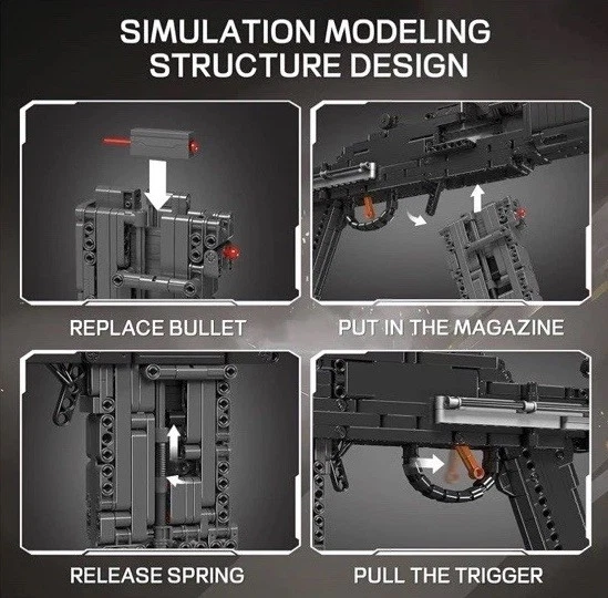 Modelo de pistola Mould King 1:1 MK14 bloques de construcción con función de disparo, kit 14026S Foto 4 de 4