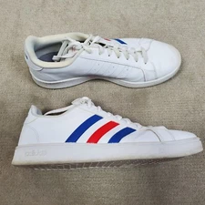 Adidas Shoes Mens 11 White Blue Red Grand Court Base Sneakers Casual Low EE7901