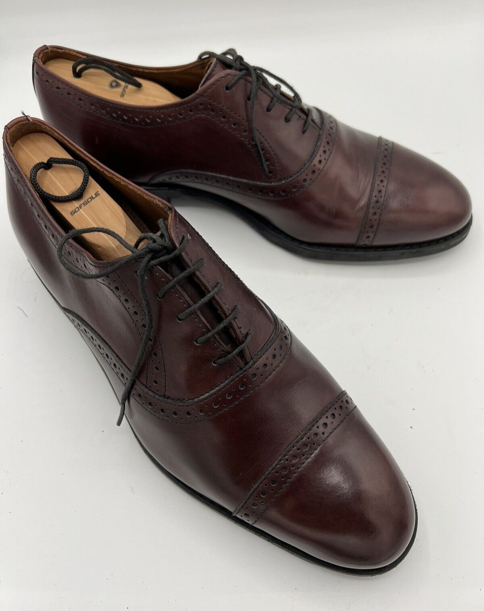 Allen Edmonds Van Ness Maroon Leather Cap Toe Oxfords, Men's Size