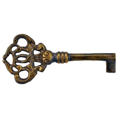 KEY SOLID BRASS ANTIQUE SKELETON KEY HAND AGED FANCY KEY | KY-9HAB