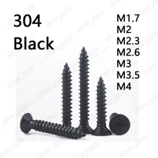 Black 304 Stainless Steel M1.7 M2 M3 M4 Phillips Countersunk Self Tapping Screws