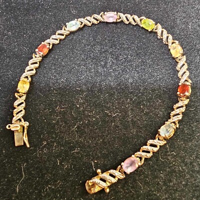 Ross Simons 925 Sterling Semi Precious Stone Tennis Bracelet 7.5''- READ- S25