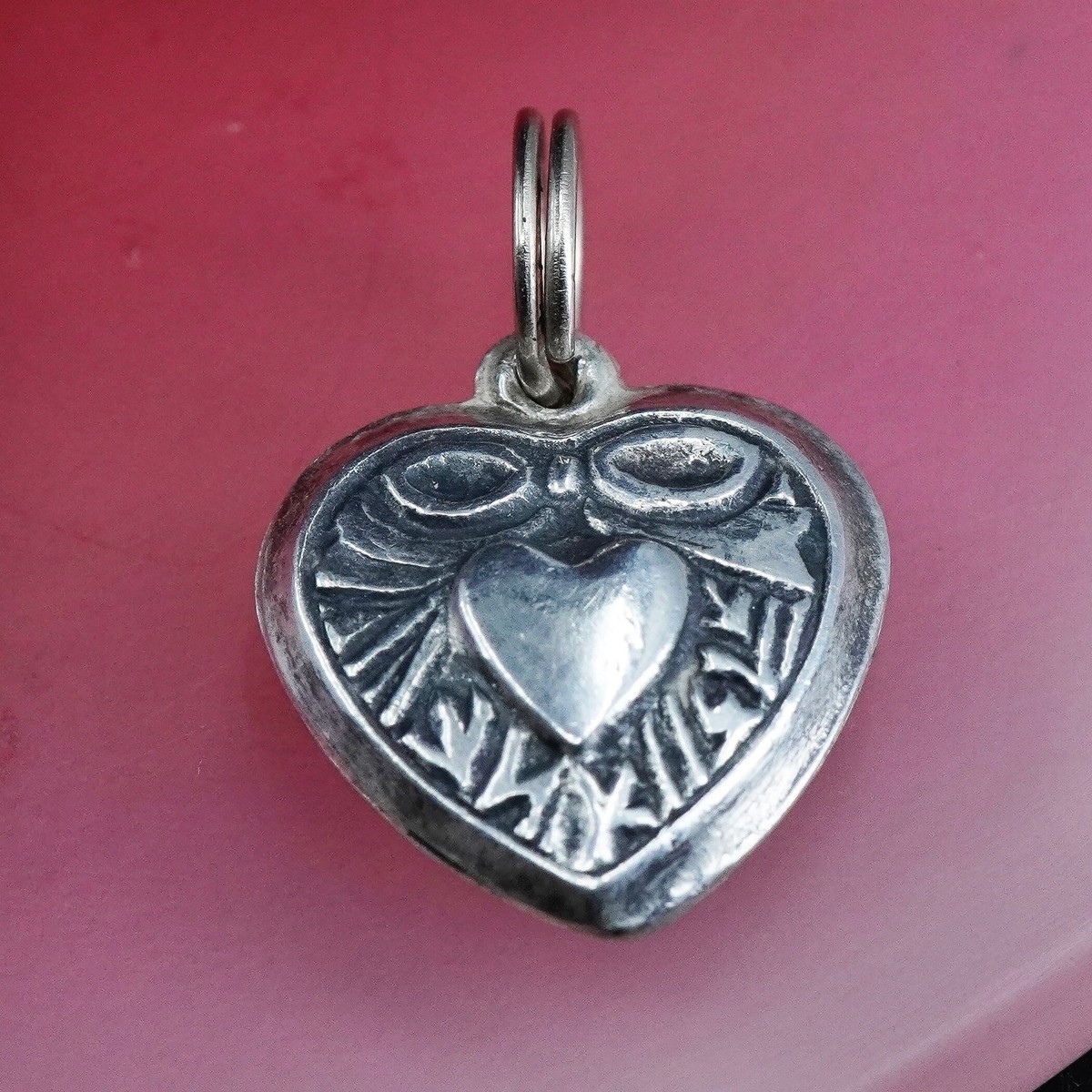 Vintage sterling silver 925 handmade textured heart charm | eBay