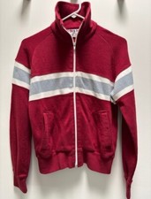 Vintage Jog Joy Track Jacket Womens Size 8 Maroon Grey White 1980s Fitness Zip