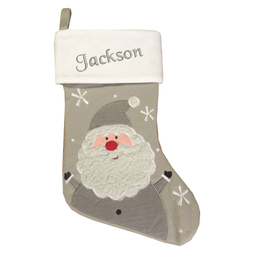 Personalised Embroidered Christmas Stocking Deluxe Silver Santa UK Xmas Luxury - Picture 14 of 23