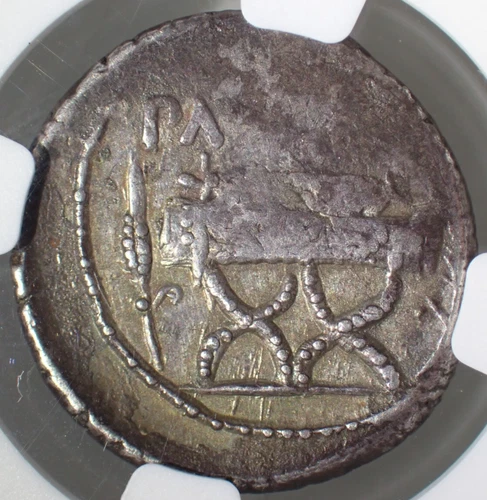 45 BC ROMAN IMPERATORIAL (Lollius Palicanus) AR Denarius NGC VF (2/5:2/5) HONOS