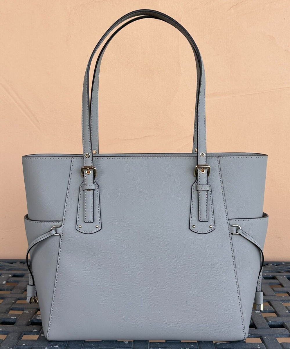 Michael Kors Voyager Large Drawstring Tote Shoulder Bag Pearl Grey