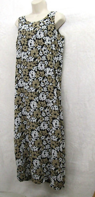 Kathie Lee Womens Brown Dress Medium Sleeveless Floral Round Neck Formal Casual