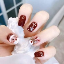 Christmas Press on Nails: Short Square Fake Nails - Full Christmas Style 2