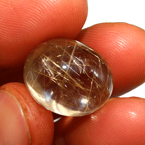 Quarzo Rutilo Dorato Naturale 28 Cts Qualità AAA 19mmx15mm Ovale Cabochon Gemma - Foto 9 di 11