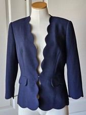 Ted Baker TB 2, US 6 Rubeye Navy Blue Open Front Scallop Edge Suit Jacket Blazer