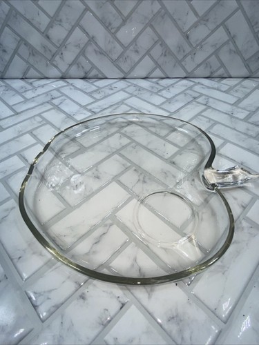 5 Vintage Hazel Atlas Orchard Clear 8" Glass Apple Shaped Luncheon Snack Plates - Picture 3 of 7