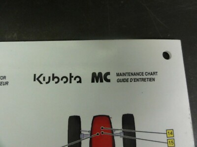 Kubota MC M6S-111 M6L-111 M6H-101 Tractor Maintenance Chart    9Y123-07910