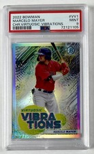 Marcelo Mayer 2022 Bowman Chrome Virtuosic Vibrations Refractor Red Sox RC PSA 9