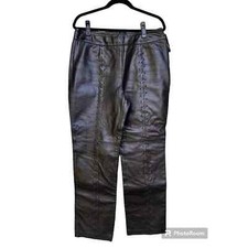 Vintage Together 100 Leather Womens Pants Polyester Lined Size 14 Black lacing