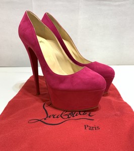 pink suede platform heels