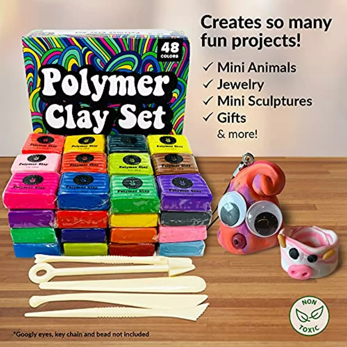 Polymer Clay Kit, 56 Colors Modeling Clay, DIY Oven Bake Molding Clay for  Kids w