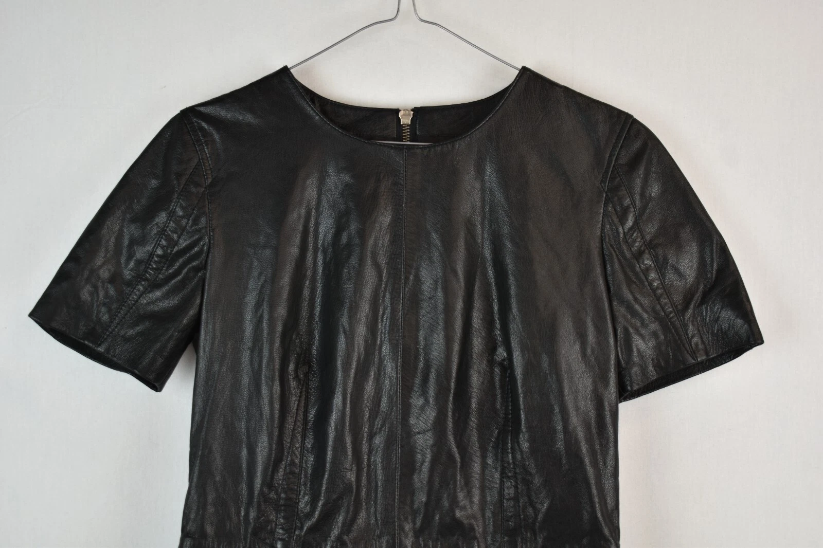 Abito donna Alexander Mcqueen in pelle di peplo taglia IT42 zip fashion designer