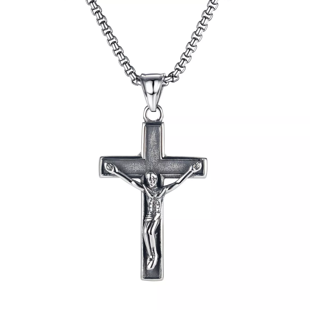 Jesus Cross Necklace Baptism Christian Jewelry Catholic Christ