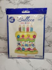 CTI Industries Cake Shaped Happy Birthday Foil 28" Balloon Brand New Sealed