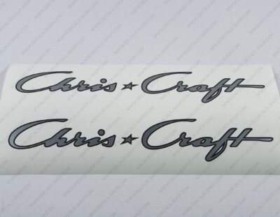 CHRIS CRAFT BOATS LOGO SILBER AUFKLEBER STICKER 26'' x 4,3'' 2 Stck.