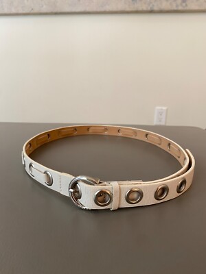 Michael Kors White Leather Belt Size Large 36-40 Inch White Patent Leather  Belt