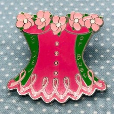 Breast Cancer Awareness 3 Day Walk or Bust Enamel Pink Ribbon Corset Lapel Pin