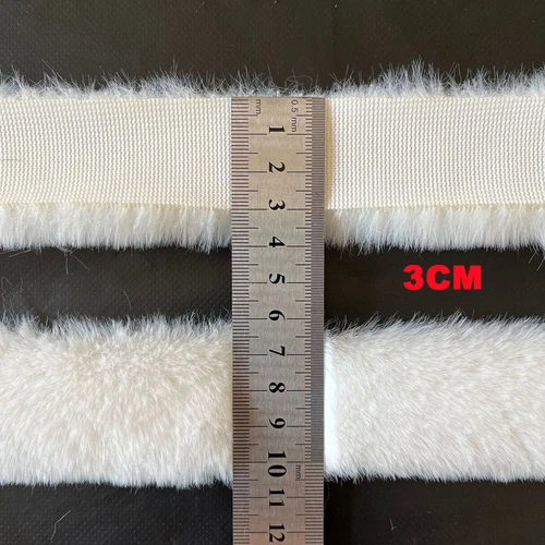 2Meter Faux Rabbit Fur White Strips Ribbon Edge Trim Sewing Clothing Cuffs Craft - Picture 21 of 24