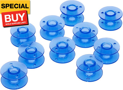 10 pcs Blue Class 15 (A Size) Plastic Bobbins 2518P for Brother Babylock Singer 