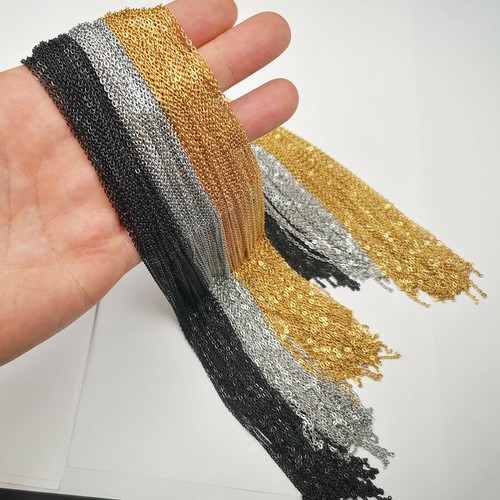 Catena ovale 1,5/2/2,4 mm acciaio s argento nero oro fai da te gioielli alla rinfusa - Foto 9 di 15