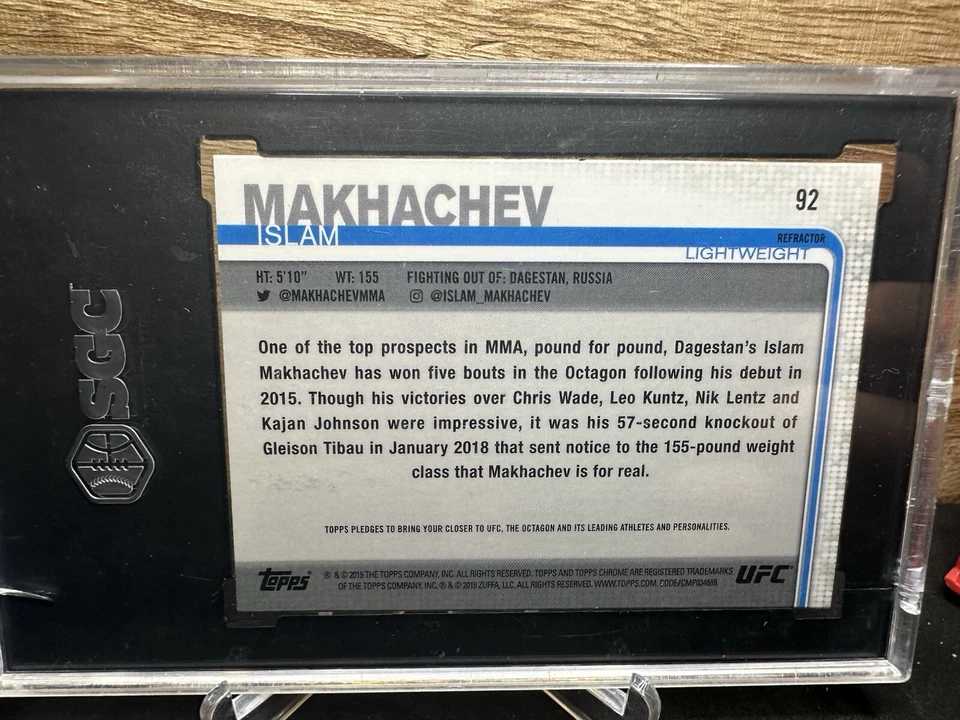 2019 Topps Chrome UFC Islam Makhachev RC Refractor SGC 9.5 #94 - Image 2 of 2