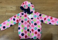 NEW Hanna Girl Pink Navy Reversible Size 8 Coat Zip Hood Jacket 130